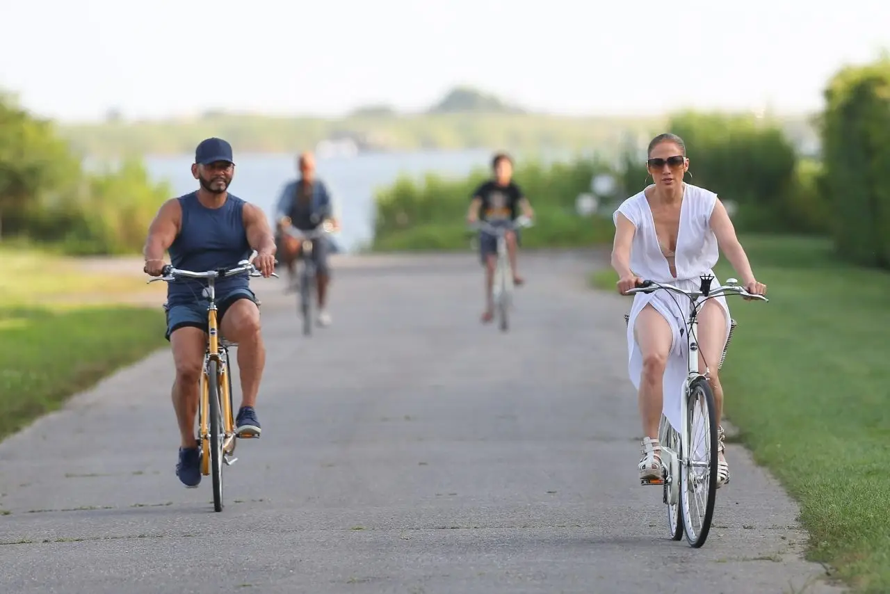 Jennifer Lopez Bike Ride Stills in The Hamptons in New York